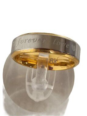 Size 12 Two-Tone Stainless Steel Forever Love Wedding Band 6mm Width